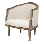 Кресло низкое с мягкой обивкой из льна на 4-х деревянных ножках Emile Armchair beige варинант исполнения - 3 | Loft Concept в Липецке