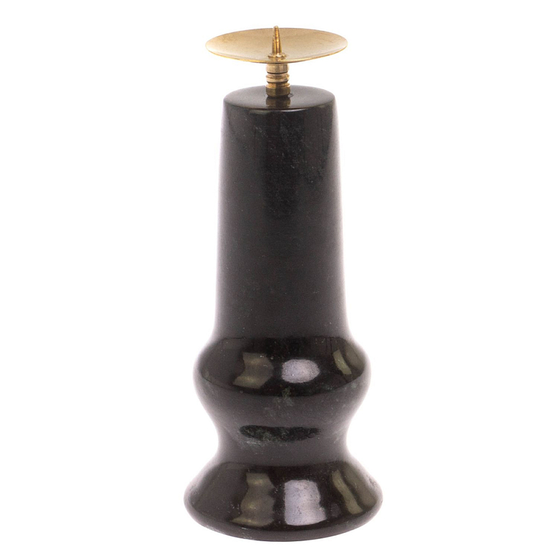 Подсвечник из натурального камня змеевик чёрного цвета Stone Candlestick Черный Золотой Подсвечник из натурального камня змеевик чёрного цвета Stone Candlestick Черный Золотой в Липецке | Loft Concept