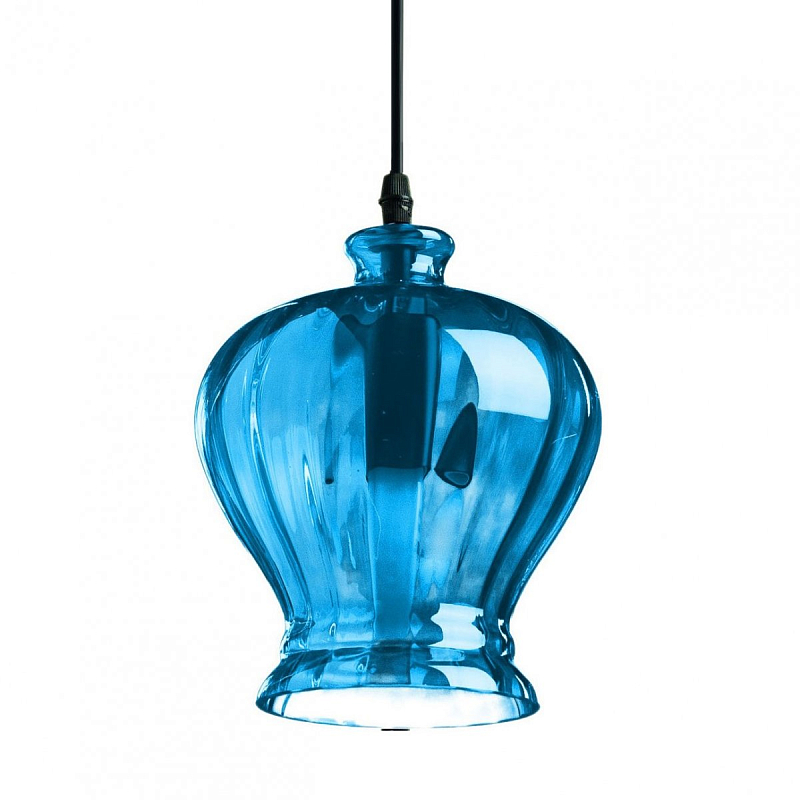 Подвесной светильник Geometry Glass Blue Bell Pendant Голубой Подвесной светильник Geometry Glass Blue Bell Pendant Голубой в Липецке | Loft Concept