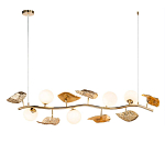 Люстра линейная на золотистом каркасе с белыми стеклянными плафонами Zest of Light варинант исполнения - 1 | Loft Concept в Липецке