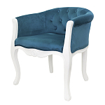 Кресло низкое в стиле прованс Louis French Armchair white and blue velour варинант исполнения - 3 | Loft Concept в Липецке