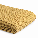 Плед из шерсти цвета охры с бахарамой Waffle Comfort варинант исполнения - 3 | Loft Concept в Липецке