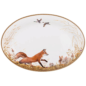 Блюдо овальное из фарфора с изображением животных Hunting Porcelain Collection