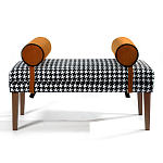 Банкетка Banquette PIED DE POULE Orange с принтом гусиная лапка Оранжевые валики варинант исполнения - 1 | Loft Concept в Липецке