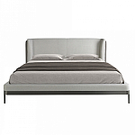 Кровать двуспальная серая с мягким изголовьем из экокожи и ткани Modern Look варинант исполнения - 3 | Loft Concept в Липецке