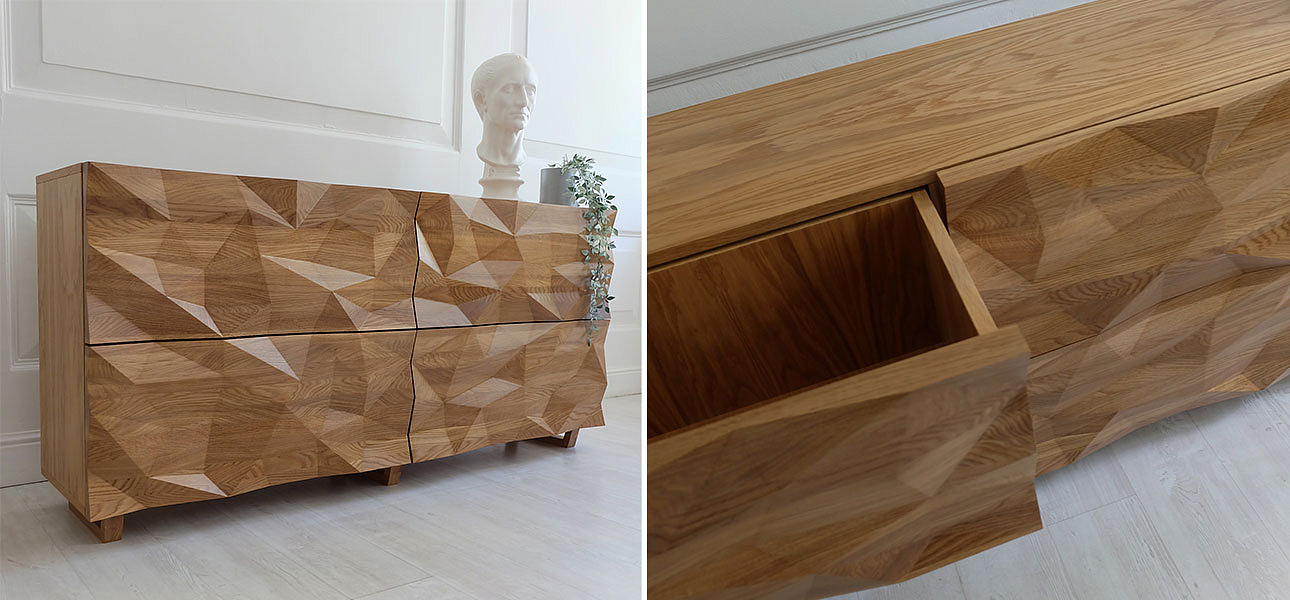 Комод с большими угловыми фигурами, 2 уровня Geometric Greece Комод с большими угловыми фигурами, 2 уровня Geometric Greece - Loft-Concept в Липецке