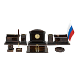 Настольный письменный набор с часами из природного камня обсидиана  Gift for Manager варинант исполнения - 1 | Loft Concept в Липецке