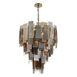 Люстра с многослойными стеклянными панелями янтарного и дымчатого цвета Textured Glass Chandelier варинант исполнения - 3 | Loft Concept в Липецке