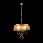 Люстра подвесная круглая с тканевым полупрозрачным абажуром и подвесками 4 лампы Gilded Elegance варинант исполнения - 1 | Loft Concept в Липецке