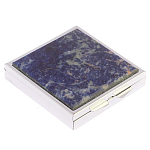 Таблетница карманная квадратная с 4-мя отделениями с зеркалом и накладкой из натурального камня Содалит Silver Stone Pillboxes варинант исполнения - 1 | Loft Concept в Липецке