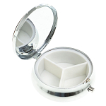 Таблетница карманная круглая с 3-мя отделениями с зеркалом и накладкой из натурального камня Апатит Желтый Silver Stone Pillboxes варинант исполнения - 2 | Loft Concept в Липецке