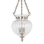 Подвесной светильник цвета никель с прозрачным ребристым стеклянным плафоном в классическом стиле Elstead Lighting варинант исполнения - 1 | Loft Concept в Липецке