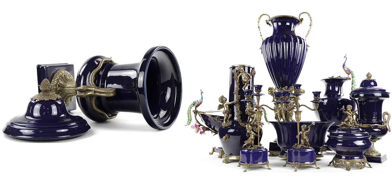 Ваза Selenia Blue Vase Bronze Serpents Ваза Selenia Blue Vase Bronze Serpents - Loft-Concept в Липецке