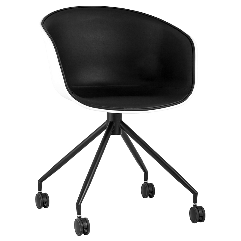 Офисное кресло из пластика с мягким сиденьем Eggshell Black Черный Белый Офисное кресло из пластика с мягким сиденьем Eggshell Black Черный Белый в Липецке | Loft Concept