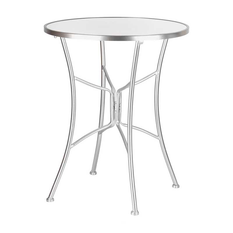 Столик приставной с круглой столешницей на серебристом основании Scenical Table Белый Серебристый в Липецке | Loft Concept 