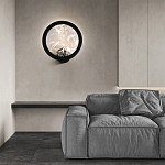 Светодиодное бра круглой формы с металлической рамой черного цвета Marble Glow варинант исполнения - 3 | Loft Concept в Липецке