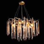 Люстра подвесная золотого цвета с разветвленными ветвями и прозрачными стеклянными подвесками Droplet Chandelier варинант исполнения - 3 | Loft Concept в Липецке