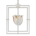 Люстра белая прямоугольная с абажурами в виде цветков тюльпана White Tulips варинант исполнения - 3 | Loft Concept в Липецке