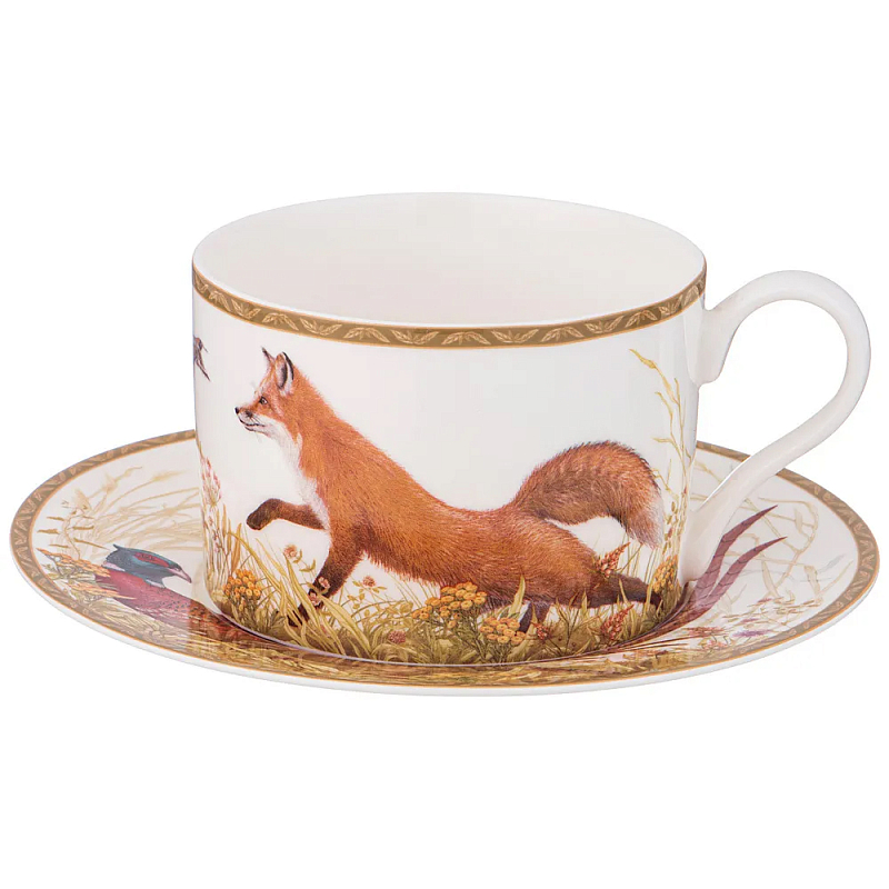 Чайная пара из фарфора 300 мл Hunting Porcelain Collection Белый Коричневый Мульти Чайная пара из фарфора 300 мл Hunting Porcelain Collection Белый Коричневый Мульти в Липецке | Loft Concept