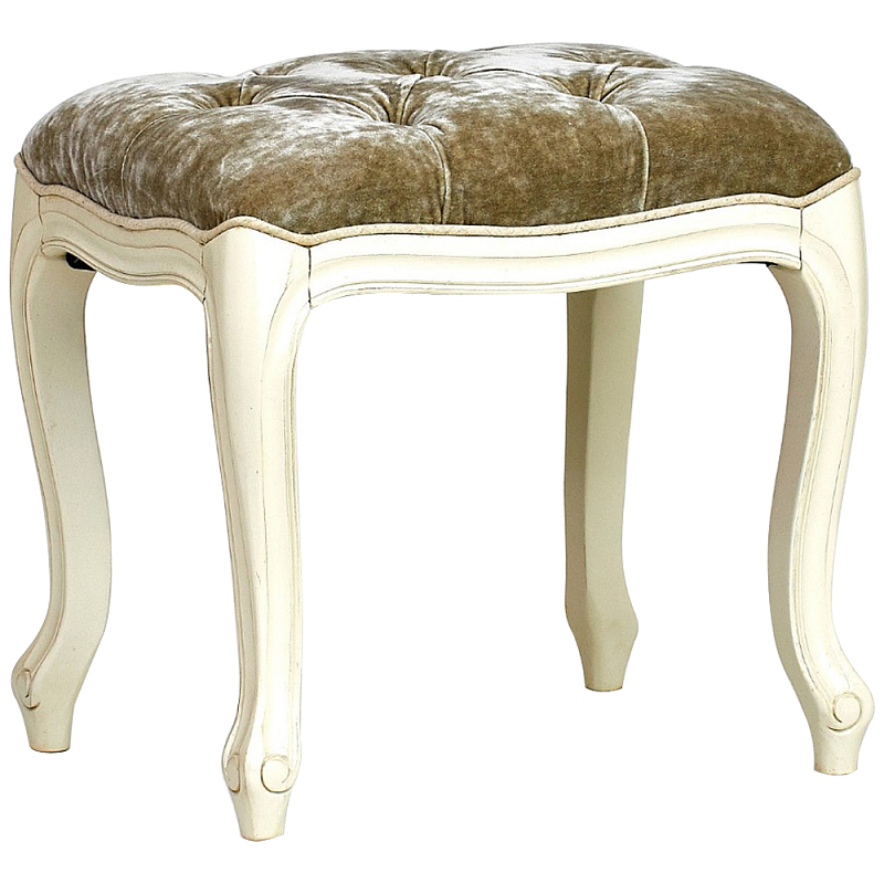 Пуф из массива дерева с велюровой обивкой Lefevre French Seating ivory ( слоновая кость ) Коричневый Пуф из массива дерева с велюровой обивкой Lefevre French Seating ivory ( слоновая кость ) Коричневый в Липецке | Loft Concept