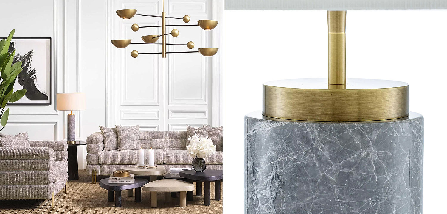 Настольная лампа Eichholtz Table Lamp Lxry Grey Marble Настольная лампа Eichholtz Table Lamp Lxry Grey Marble - Loft-Concept в Липецке
