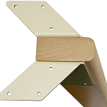 Обеденный стол с прямоугольной бежевой столешницей из стекла на 4-х деревянных ножках Beige Marble варинант исполнения - 5 | Loft Concept в Липецке