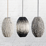 Подвесной светильник вертикальной овальной формы украшенный белыми круглыми бусинами Gradient Oval Pendant Lamp White варинант исполнения - 6 | Loft Concept в Липецке