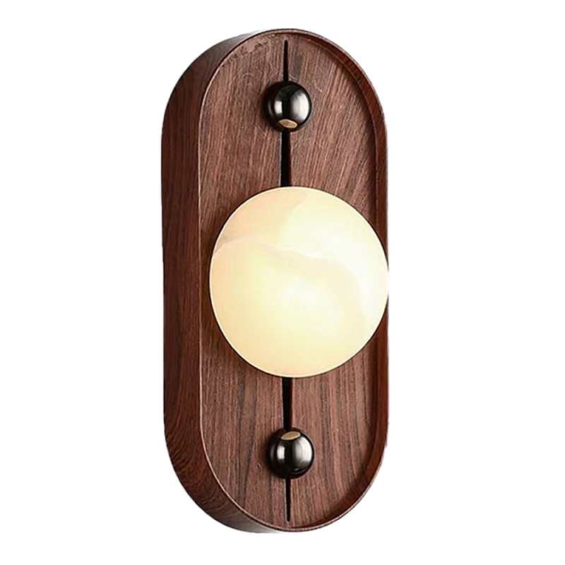 Настенный светильник овальный с деревянным основанием Wood Wall Lamp Коричневый в Липецке | Loft Concept 