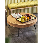 Журнальный столик с круглой фактурной столешницей из натурального дерева Vortex варинант исполнения - 6 | Loft Concept в Липецке