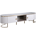 Тумба под телевизор белая овальная с мраморной столешницей Thoroughbass варинант исполнения - 1 | Loft Concept в Липецке