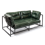 Диван Лофт Натуральная Винтажная кожа Зеленый Two Seat Encounter Leather Sofa варинант исполнения - 3 | Loft Concept в Липецке