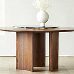 Стол обеденный круглый с двойной столешницей Walnut Wood Table варинант исполнения - 4 | Loft Concept в Липецке