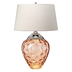 Настольная лампа с фактурным стеклянным основанием красного цвета с хромированной деталью у горловины и белым абажуром из искусственного шёлка Elstead Lighting варинант исполнения - 1 | Loft Concept в Липецке