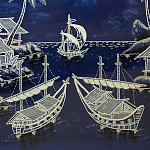 Картина ручная вышивка бисером Ночной пейзаж Night Boat Bay варинант исполнения - 4 | Loft Concept в Липецке