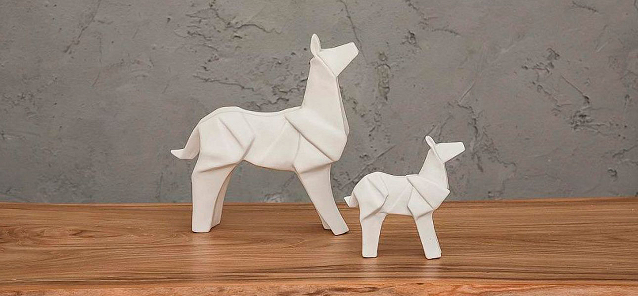 Фигурка в виде оригами керамическая белая собака White Dog Фигурка в виде оригами керамическая белая собака White Dog - Loft-Concept в Липецке