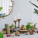 Подсвечник в форме пальмы с резными листьями и текстурным основанием Golden palm leaves варинант исполнения - 4 | Loft Concept в Липецке