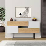 Комод c 2-мя белыми дверцами и 2-мя выдвижными ящиками цвета древесины EROS CONSOLE OAK WHITE варинант исполнения - 1 | Loft Concept в Липецке