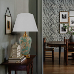 Настольная лампа бирюзовая с цветочным принтом Turquoise Flight варинант исполнения - 5 | Loft Concept в Липецке