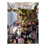 Ваза из фарфора черная с цветочной росписью и бронзовыми элементами Spring Garden варинант исполнения - 5 | Loft Concept в Липецке