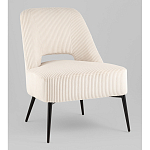 Кресло лаунж Бостон велюр рельефный молочный на черных ножках варинант исполнения - 1 | Loft Concept в Липецке