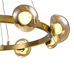 Люстра подвесная светодиодная с 9-ю круглыми плафонами коньячного цвета Iona Chandelier Brass  варинант исполнения - 3 | Loft Concept в Липецке