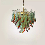 Люстра стеклянная с зелеными лепестками Green Leaf Fall варинант исполнения - 3 | Loft Concept в Липецке