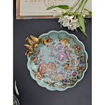 Блюдо из голубого фарфора с бронзовой птичкой Blue Garden варинант исполнения - 5 | Loft Concept в Липецке