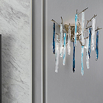 Бра с ветвистым каркасом из металла и подвесками из стекла Droplet Chandelier варинант исполнения - 1 | Loft Concept в Липецке