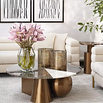 Дизайнерский журнальный стол с круглой столешницей на 3-х геометрических ножках Lehumod варинант исполнения - 3 | Loft Concept в Липецке