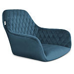 Барный стул со спинкой и подлокотниками на 4-х деревянных ножках Douglas Rhombus Синий Велюр варинант исполнения - 2 | Loft Concept в Липецке