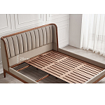 Кровать двуспальная с мягким изголовьем Moon Walnut Bed варинант исполнения - 9 | Loft Concept в Липецке