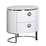 Тумбочка белая овальная с мраморной столешницей Thoroughbass варинант исполнения - 1 | Loft Concept в Липецке