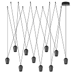 Подвесной светильник черными плафонами на длинных пересекающихся тросах Construction варинант исполнения - 7 | Loft Concept в Липецке