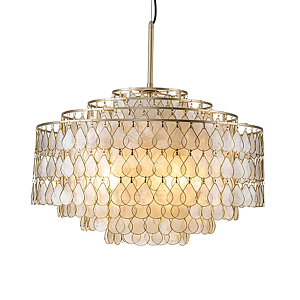 Люстра многоярусная с декором из натуральной морской ракушки Iridescent Light